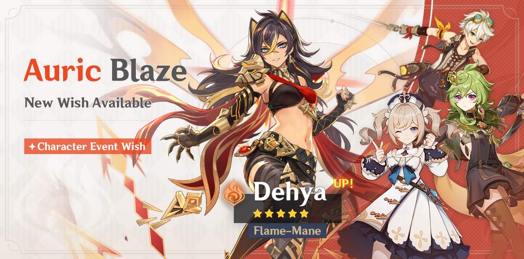 Megérkezett az új „Auric Blaze” – „Flame-Mane” Dehya (Pyro) banner információ!