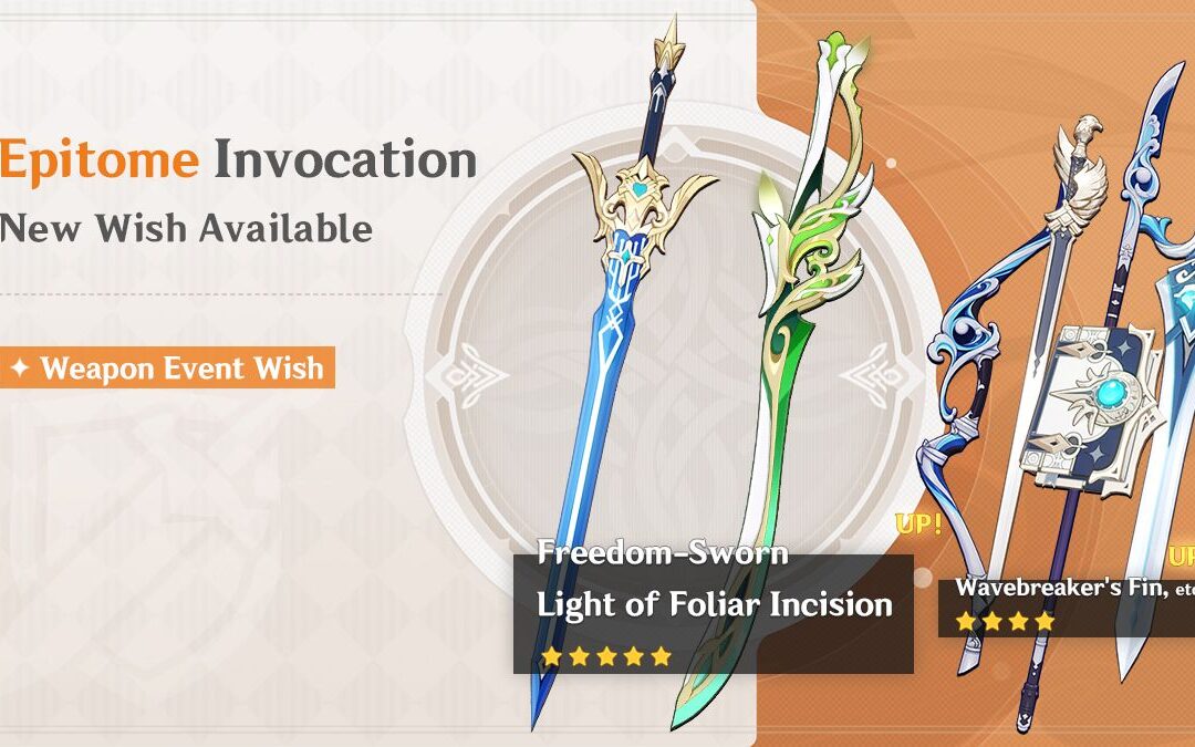 Megérkezett az új “Epitome Invocation” – A Light of Foliar Incision (Sword) és Freedom-Sworn (Sword) fegyver banner információ!