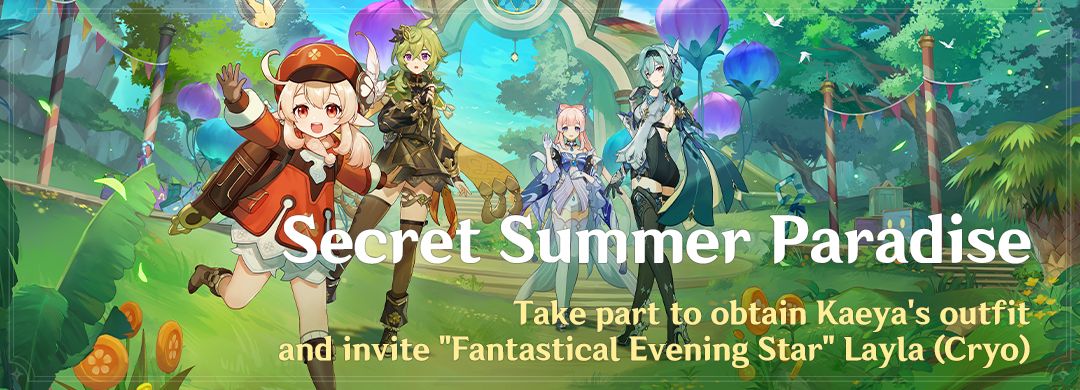 „Secret Summer Paradise” esemény: Vegyél részt, hogy megszerezd Kaeya outfitjét és „Fantastical Evening Star” Layla (Cryo) karaktert
