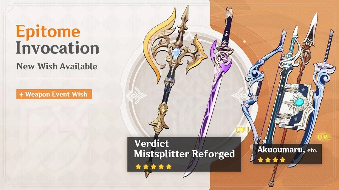Megérkezett az új “Epitome Invocation” – A Verdict (Claymore) és a Mistsplitter Reforged (Sword) fegyver banner információ!