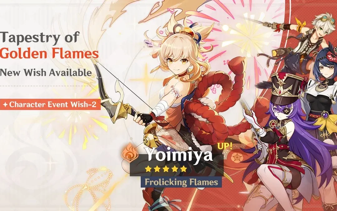 Megérkezett az új „Tapestry of Golden Flames” – „Frolicking Flames” Yoimiya (Pyro) banner információ!
