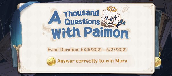 „A Thousand Question With Paimon” Kvíz Esemény Kezdetét Vette