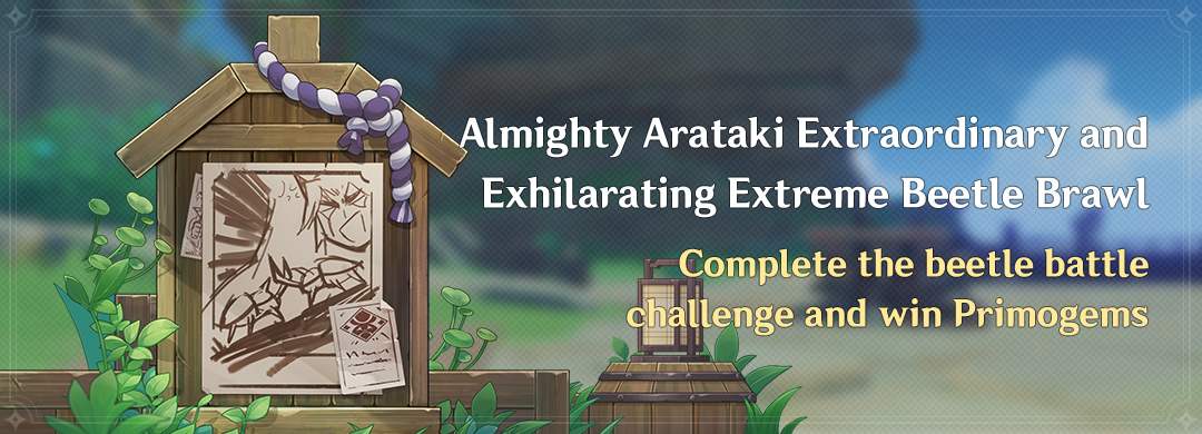 „Almighty Arataki Extraordinary and Exhilarating Extreme Beetle Brawl” esemény: Teljesítsd a Bogár Harci Kihívást és szerezz Primogemeket