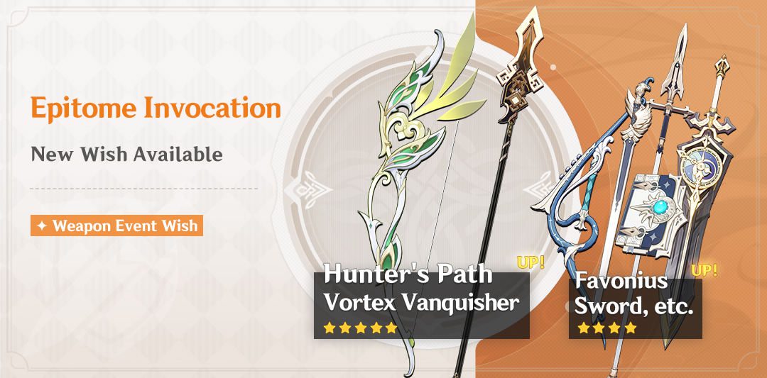 Megérkezett az új „Epitome Invocation” – Hunter’s Path (Bow) and Vortex Vanquisher (Polearm) fegyver banner információ!