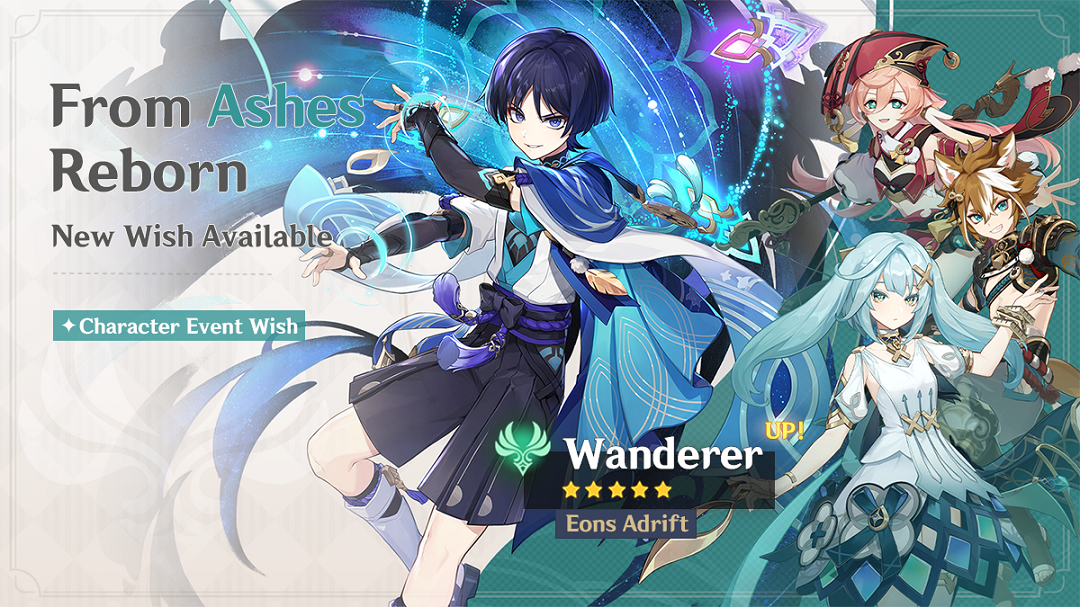 Megérkezett az új „From Ashes Reborn” – „Eons Adrift” Wanderer (Anemo) banner információ!